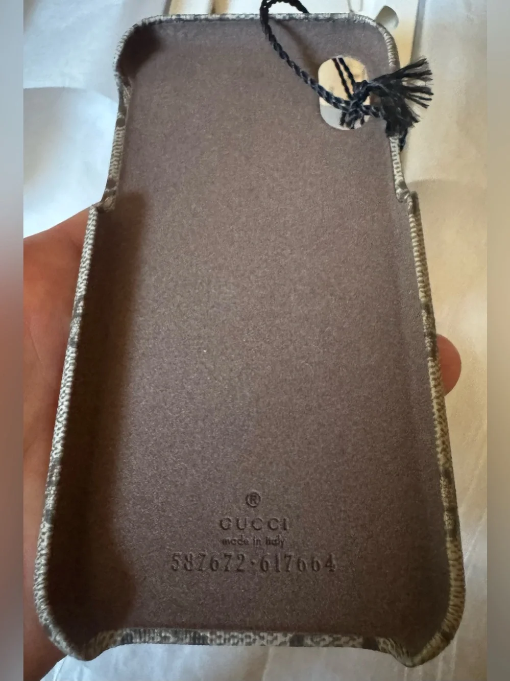 NIB Gucci Ophidia GG Monogram Case for iPhone X/XS Tessuto Beige